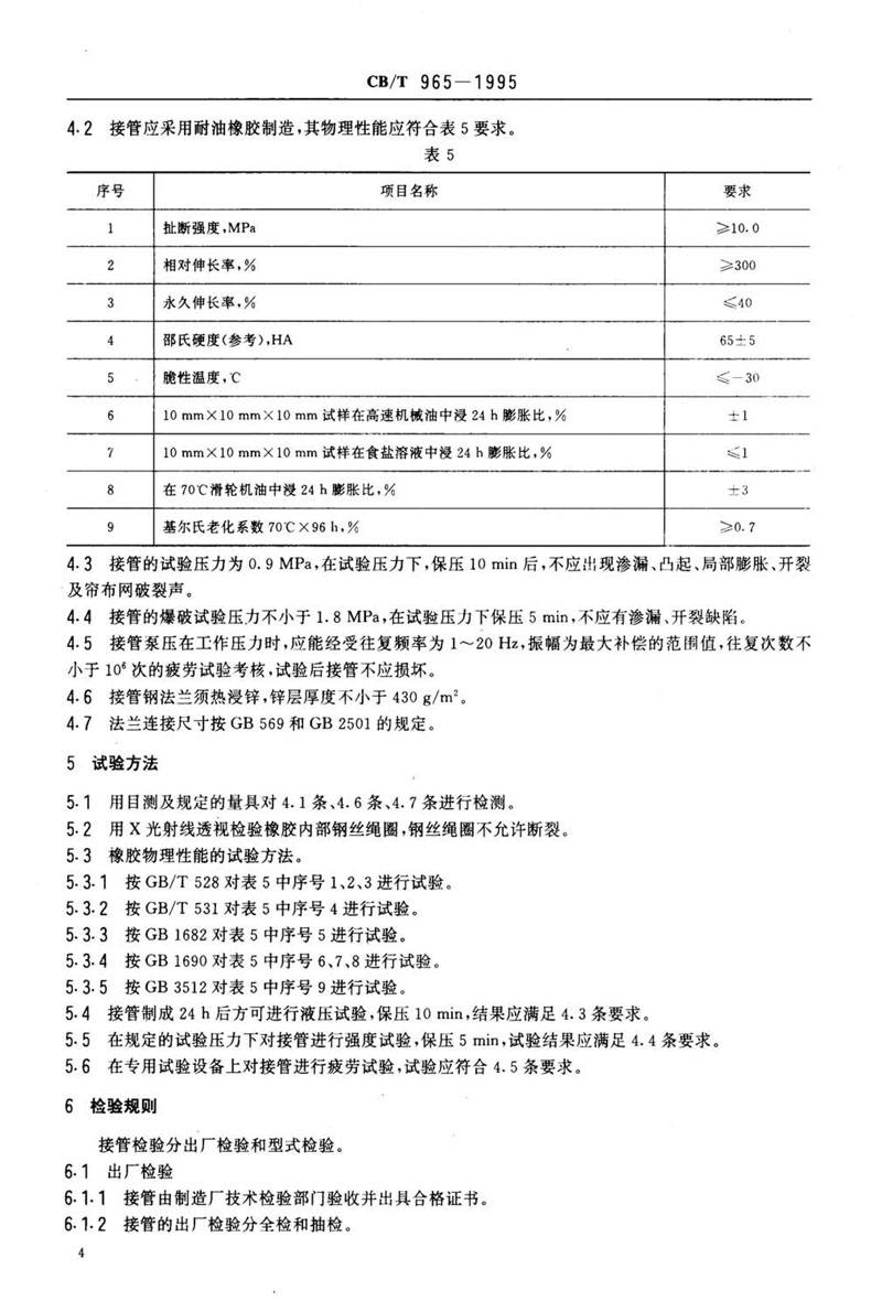 【行業(yè)標(biāo)準(zhǔn)】橡膠補(bǔ)償接管CB/T 965-1995船舶標(biāo)準(zhǔn)
